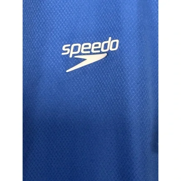 Speedo Team Jacket Parka Coat Small Royal Blue Long Hood Lined Pool Water Swim - Picture 4 of 7